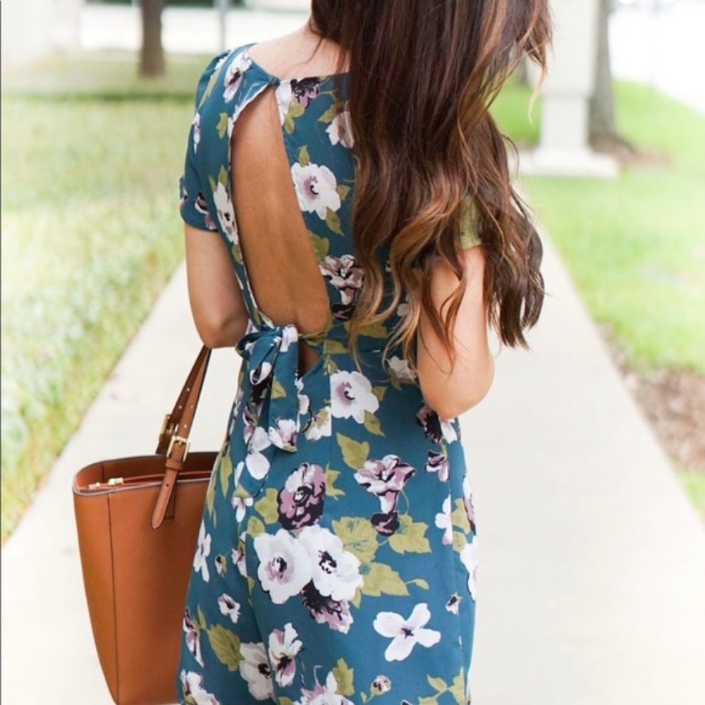 Leith Floral Romper with Open Back | Size Small